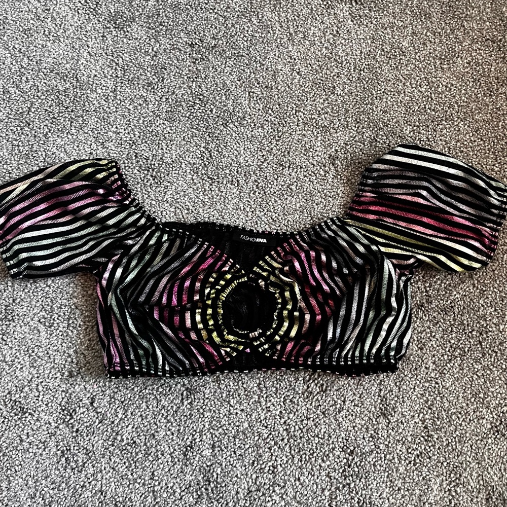 Fashion Nova mini crop rainbow top